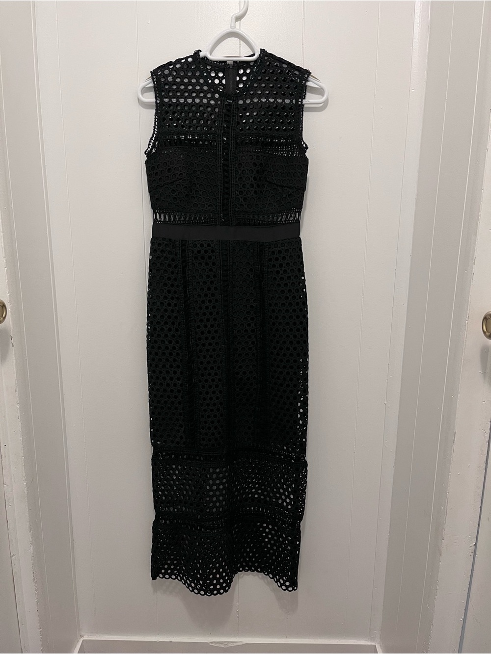 Self Portrait Sleeveless Black Eyelet Dress